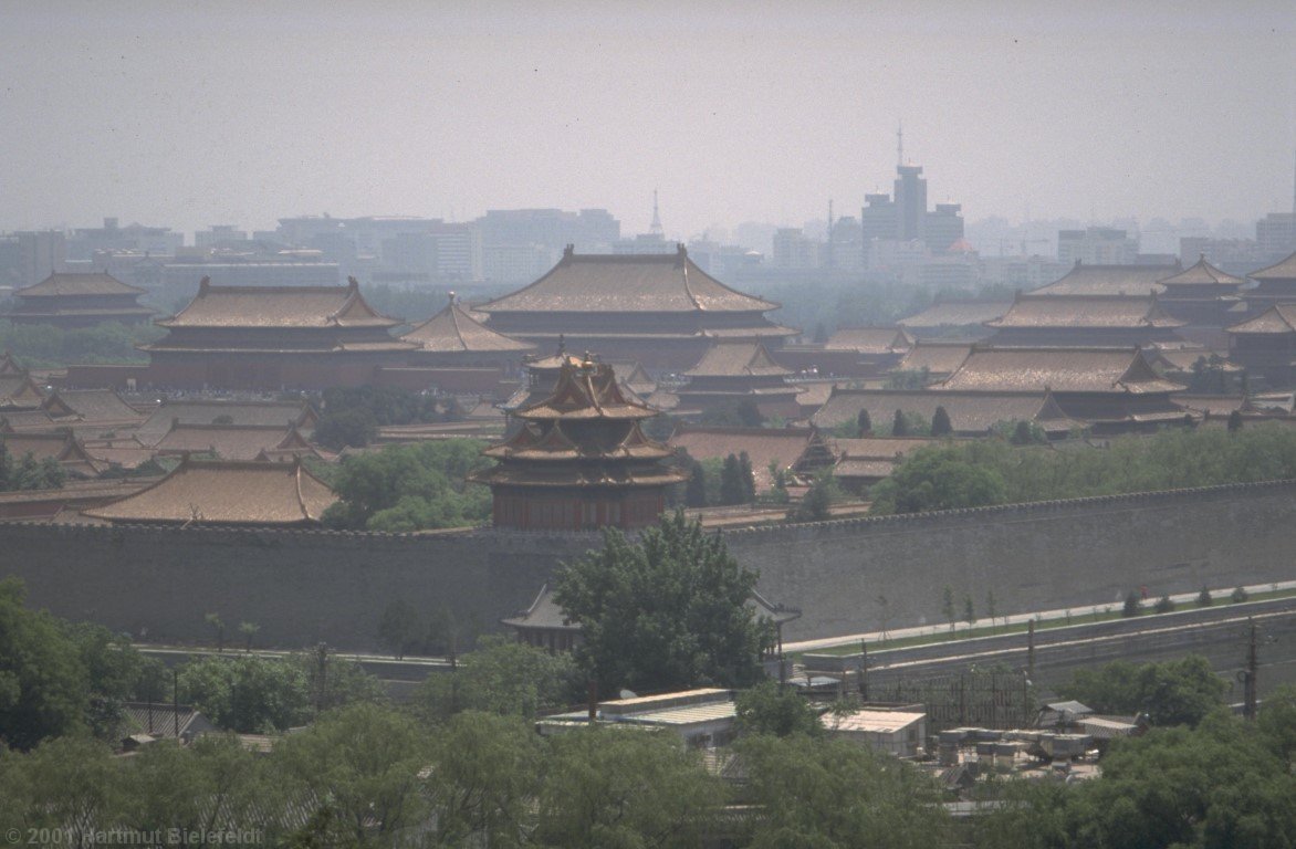 Despite the Beijing smog, there is a good view to the Forbidden City.