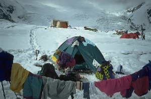 Drying clothes in advanced base camp
