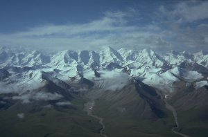 The glaciers of Tien Shan come into sight