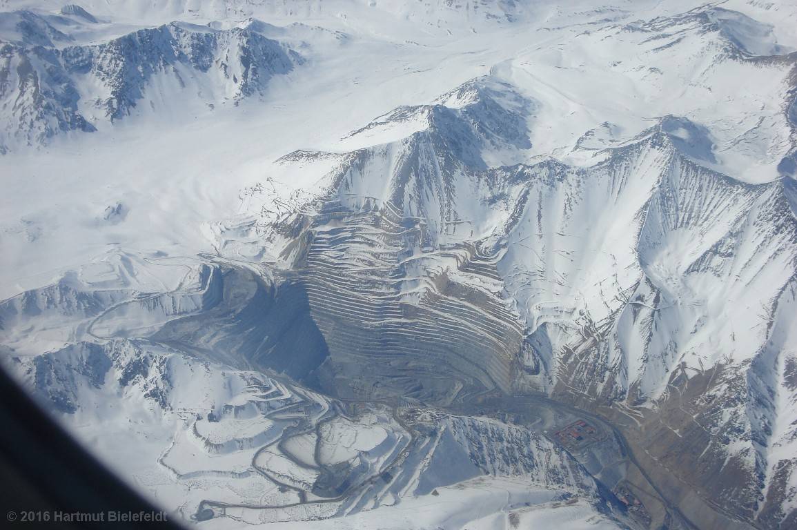 Open pit somewhere in the snowy Andes
