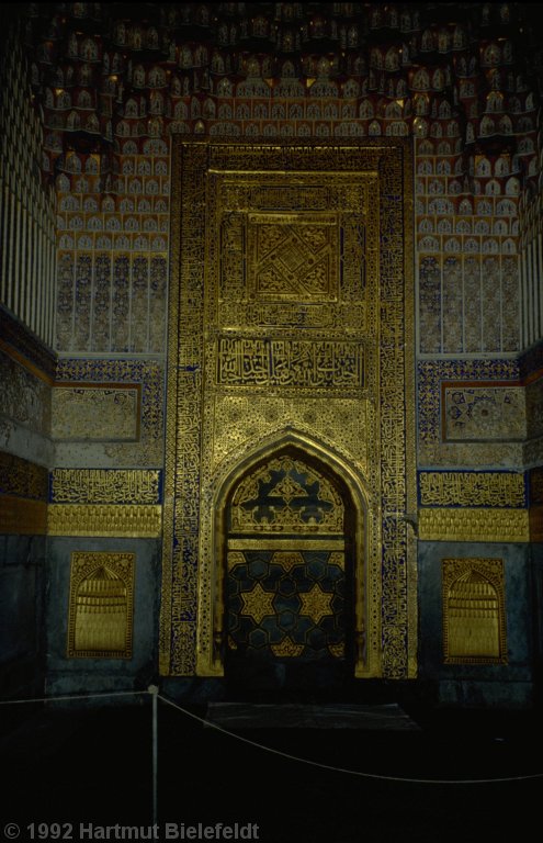 The interiors are richly decorated with gold