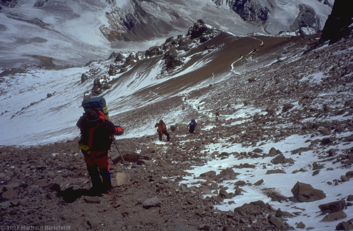 Slowly the route becomes steeper and exhausting.