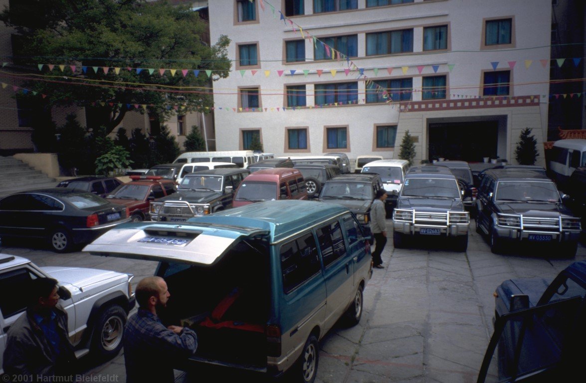 The hotel parking in Kangding. The 