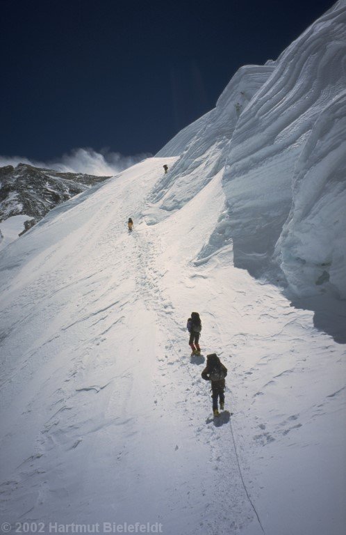 Shortly before the North Col; camp 1 is just behind the edge.