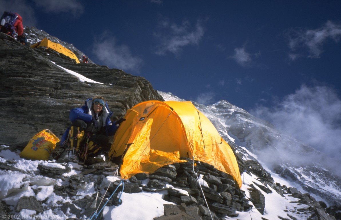 Our tent at 7700 m is well protected under a boulder