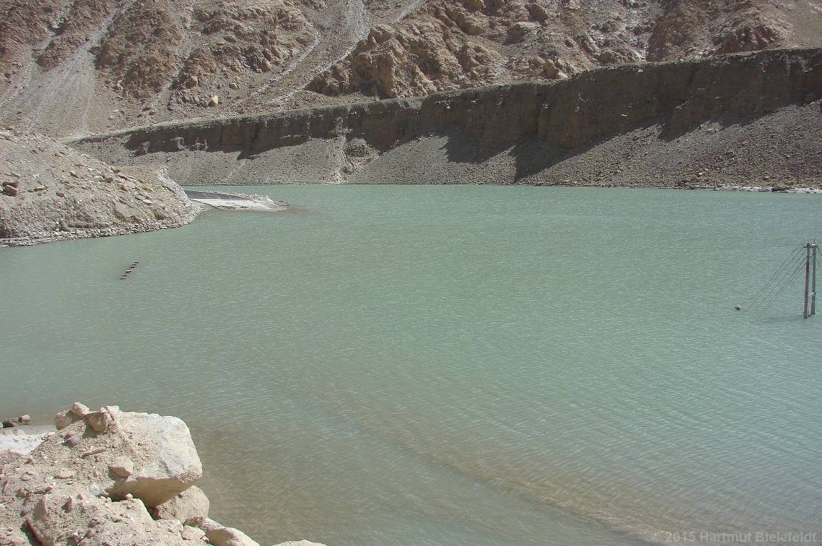 After a landslide, the road was flooded